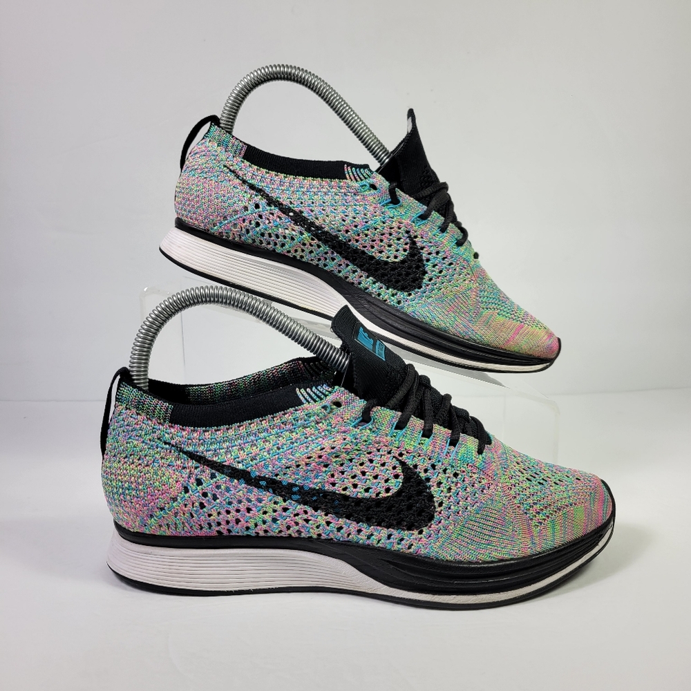 Nike Flyknit Racer Multi Color 2.0 Sneakers Men Sz 5.5/Wmns Sz 7 [526628-304] - Picture 5 of 9